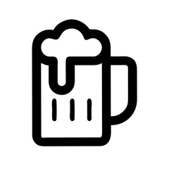 Black beer mug silhouette with froth on white background for beverage and social gathering concept