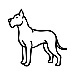 Obraz premium a line art illustration of a majestic Great Dane dog. The dog is shown standing with its side facing the viewer, with a confident posture.