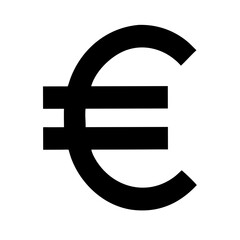 Obraz premium Black euro currency symbol silhouette on white background for finance and economics concep