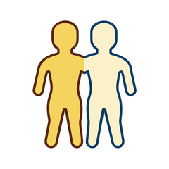 Gemini zodiac sign twin figures icon in color