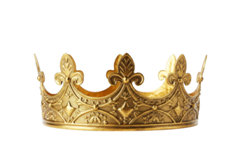 Golden crown king isolated on a transparent background