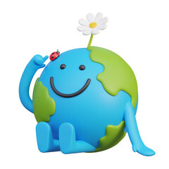 Sitting Earth Character 3D Graphics