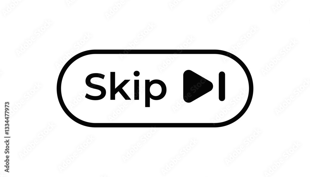 Poster skip button icon featuring a play arrow symbol inside a rounded rectangle. icon for media interfaces