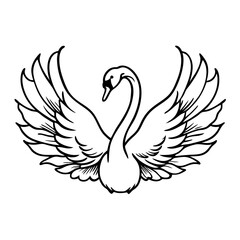 Obraz premium a elegant swan illustration with its wings spread out, presenting a regal and graceful pose. Its neck curves gracefully vector illustration