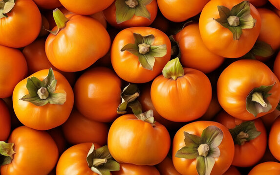 fresh sweet ripe persimmons background