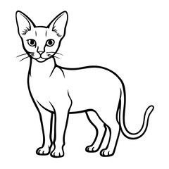 Fototapeta premium an elegant cat in a line art style, depicted in black and white, standing and looking at the viewer, vector illustration