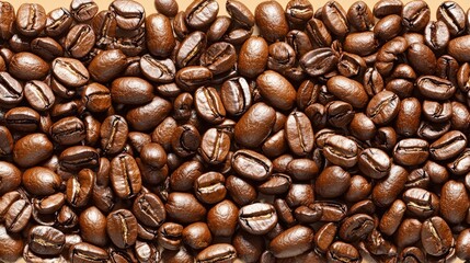 Obraz premium A variety of coffee beans gathered together on a smooth wooden table for brewing and tasting