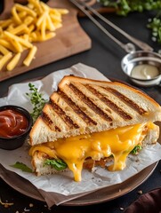 Grill Grilled Melted Cheese Toasted Bread Toast Sandwich Comfort Meal Food