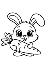 Hand-drawn bunny outline illustration Cute rabbit cartoon coloring page  vector For kid's coloring book Easter bunny coloring page