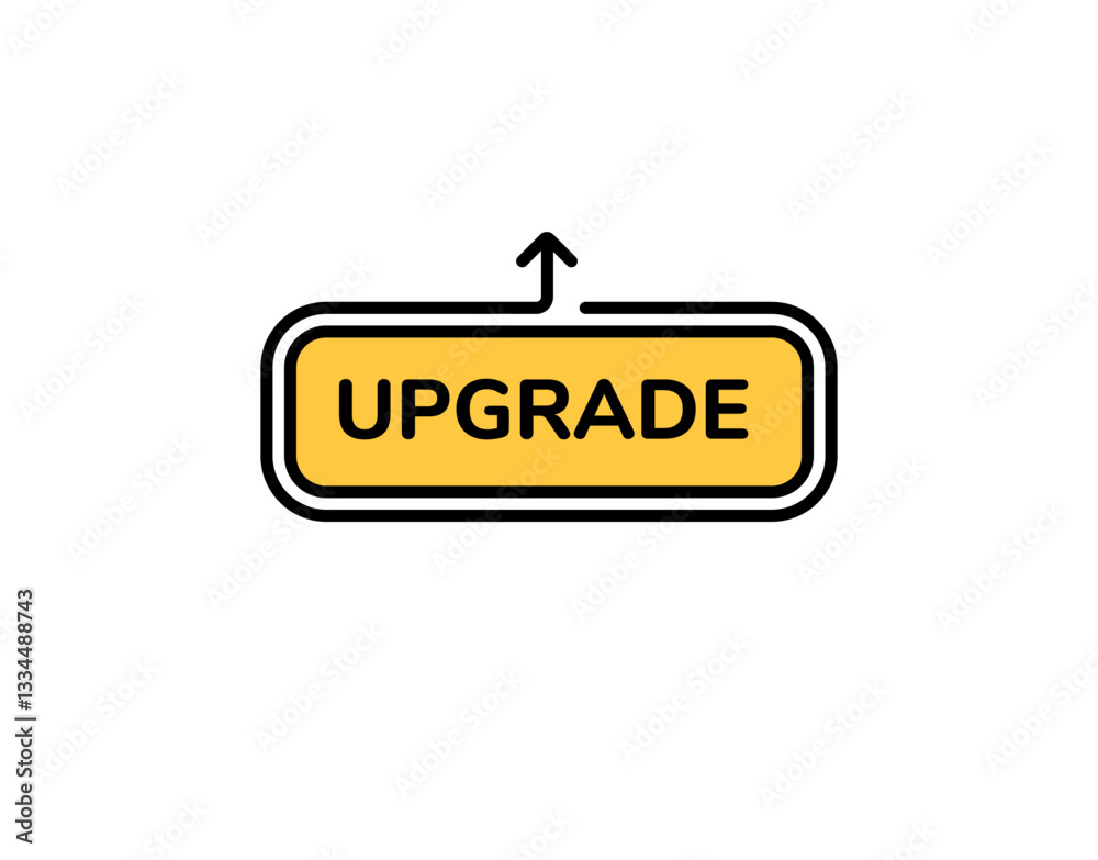 Poster yellow upgrade icon with an arrow symbol, emphasizing digital or software feature enhancement.