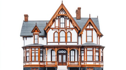 Naklejka premium Elegant Victorian Style House with Intricate Details and Charming Architecture