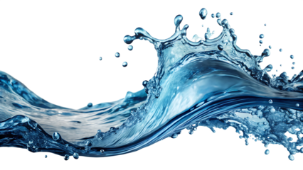 , water wave splashing ISOLATED ON  WHITE BACKGROUND PNG .AI GENERATED