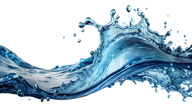 , water wave splashing ISOLATED ON  WHITE BACKGROUND PNG .AI GENERATED