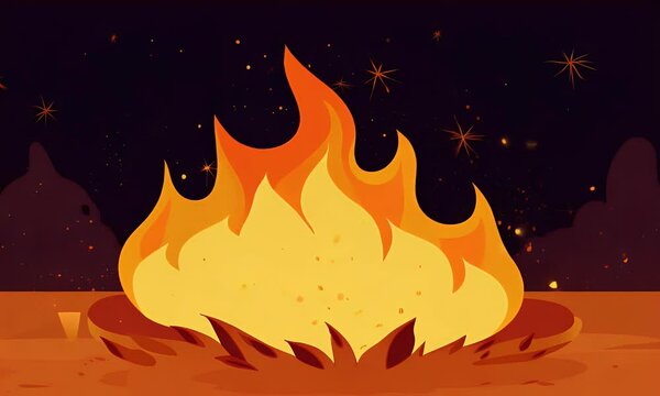 Animated Pixel Art Campfire Night Background Loop