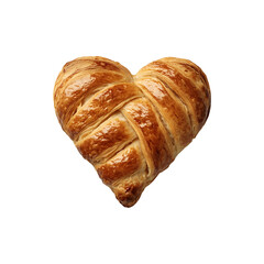 Delicate Heart-Shaped Puff Pastry Cookie with Flaky Layers and Sweet Glaze, isolated on transparent background.