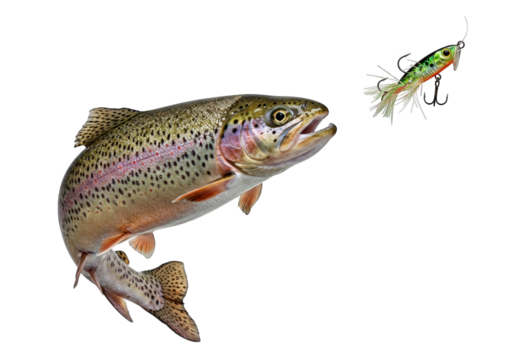 Trout Chasing Lure on transparent background