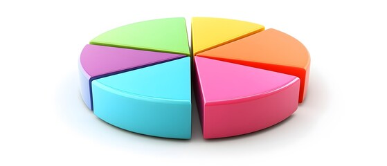Obraz premium A colorful pie chart with six segments, symbolizing data representation and analysis. Ideal for illustrating concepts in business, education, and marketing.