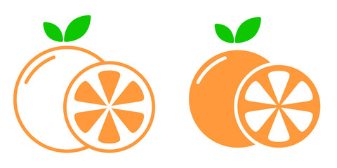 Orange Fruit Icon Set. Orange Fruit Vector Icon in line style design. Orange Fruit Symbol. Vector illustration.