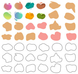 Abstract material set autumn color frame heading decoration speech bubble title decoration frame enclosure parts sticker circle distortion squishy.