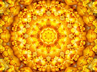 Fototapeta premium Hypnotic Yellow Popcorn Kaleidoscope: Psychedelic Abstract Portrait Background