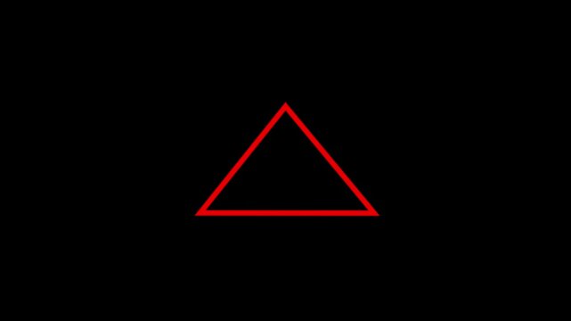 Abstract technology futuristic neon triangle glowing blue and pink light lines with speed motion blur effect on dark blue background.Up arrow triangle line vector icon.