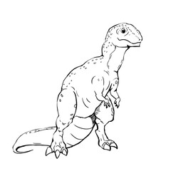 Dinosaur Hand drawing line art coloring book illustration, coloring page for kids and adults,  transparent background png