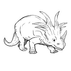 Dinosaur Hand drawing line art coloring book illustration, coloring page for kids and adults,  transparent background png