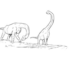 Dinosaur Hand drawing line art coloring book illustration, coloring page for kids and adults,  transparent background png