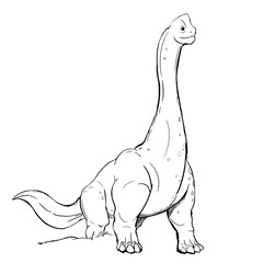 Dinosaur Hand drawing line art coloring book illustration, coloring page for kids and adults,  transparent background png