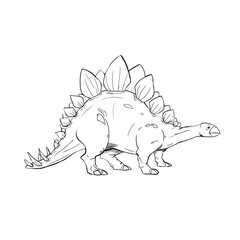 Dinosaur Hand drawing line art coloring book illustration, coloring page for kids and adults,  transparent background png