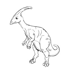 Dinosaur Hand drawing line art coloring book illustration, coloring page for kids and adults,  transparent background png