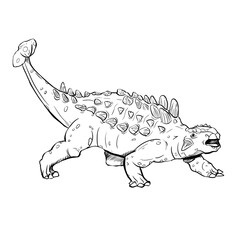 Dinosaur Hand drawing line art coloring book illustration, coloring page for kids and adults,  transparent background png