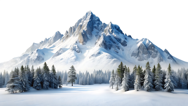  white snowy mountains landscap isolated on white background.PNG