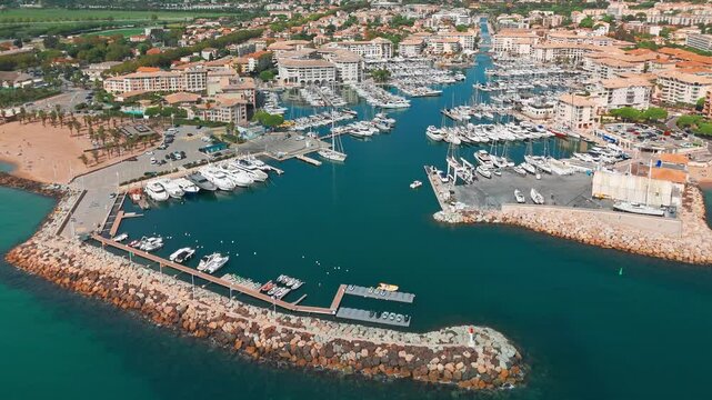 Aerial view of the Saint-Raphael resort town on the French Riviera, France