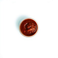 Savory Dip: A top-down shot of a small plastic cup filled with rich, dark brown savory dip. The image evokes a sense of taste and culinary delight.