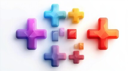 Obraz premium Colorful 3D Plus Signs Design for Education and Health