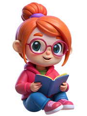 3D Girl Reading a Book - Symbolizing Learning and Empowerment