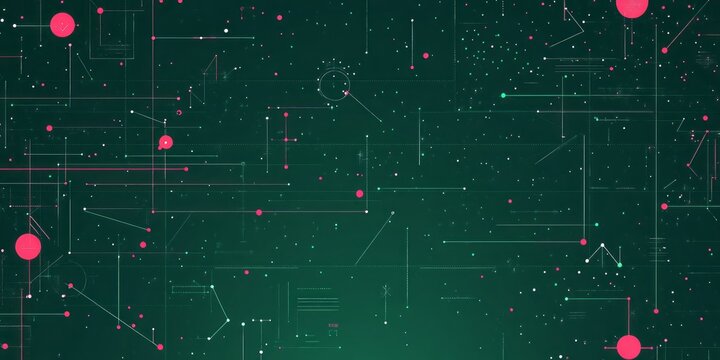 Abstract network with lines and dots against a green background