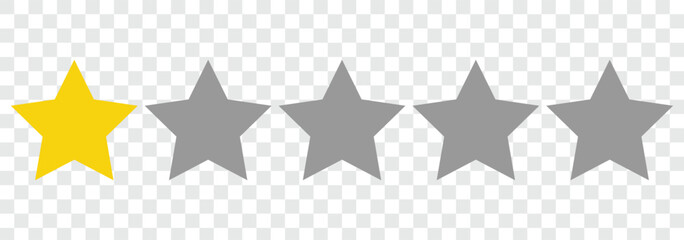 1 star rating icon. Rating stars vector icon. One stars customer product rating review flat icon. Yellow 1 star rating feedback for website, app, ui design. Vector illustration.