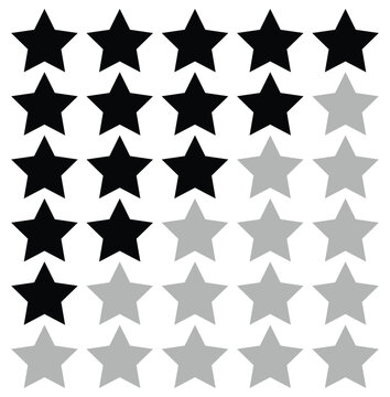 Five stars for concept design. Premium quality. Product rating or customer review with black stars flat vector icons for apps and websites. Vector illustrator