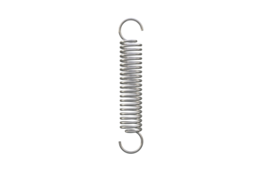 Stainless Steel S Hook Cylindroid Helical. Coil spring twisted, metal industrial coil isolated. Metal spring isolated on transparency background