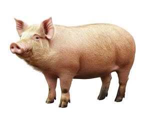 Fototapeta premium realistic pig standing on transparency background, showcasing its detailed features and texture. This captures essence of farm life and animal husbandry