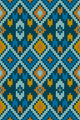 Intricate Folk Art Knitting Pattern in Earthy Tones for Textile and Decor