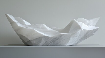 White Marble Sculpture of a Mountain