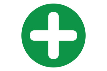 Obraz premium Green plus symbol. 1st aid symbol. Medical plus sign. Cross sign. Vector illustrator