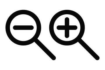 zoom in out icon magnifying glass symbol isolated. Full screen and shrink icon sets. 