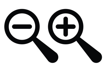 zoom in out icon magnifying glass symbol isolated. Full screen and shrink icon sets. 