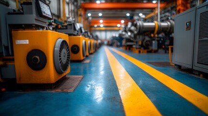 Industrial Factory Interior  Machinery  Piping    Yellow Lines