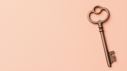 A rusty key with a heart-shaped cutout on the top.