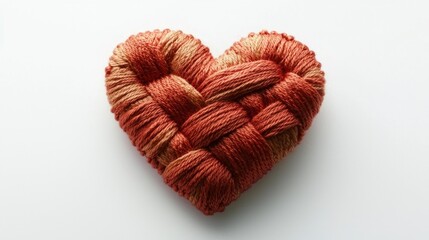 Handcrafted Yarn Heart  Rustic Texture  Autumn Hues  Embroidered Love   AI Project  High R